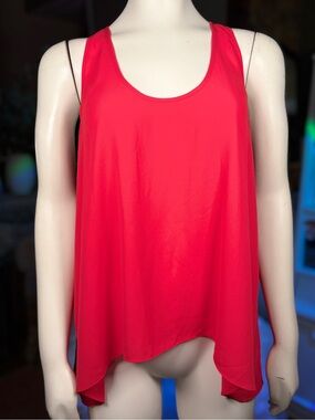 BCBG Max Azria “Clarissa” Lipstick Red Flowy Racerback Sleeveless Top, Sz M